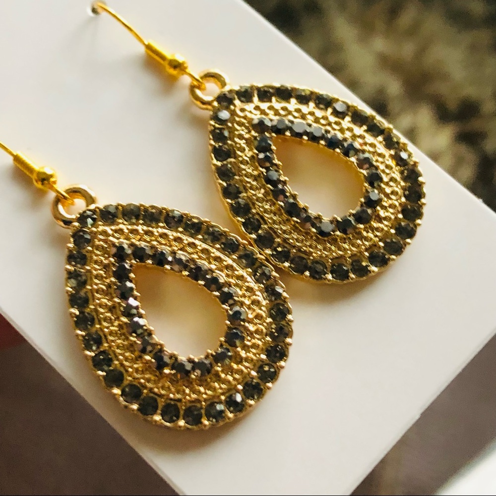 Hand crafted jeweled tear drop dangle earrings